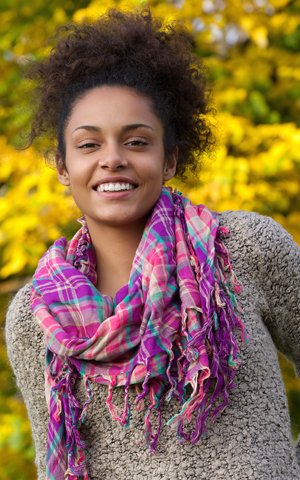 Happy Woman in Scarf - Botox Facial Esthetics - The Fort Collins Dentist